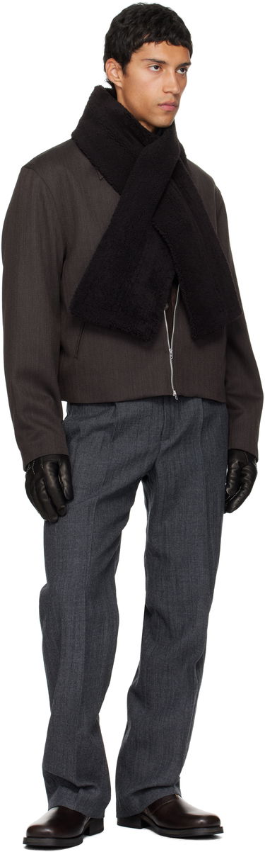 Šala OUR LEGACY Our Legacy Blizzard Faux Leather and Shearling Scarf Črna | A4258BDA, 2