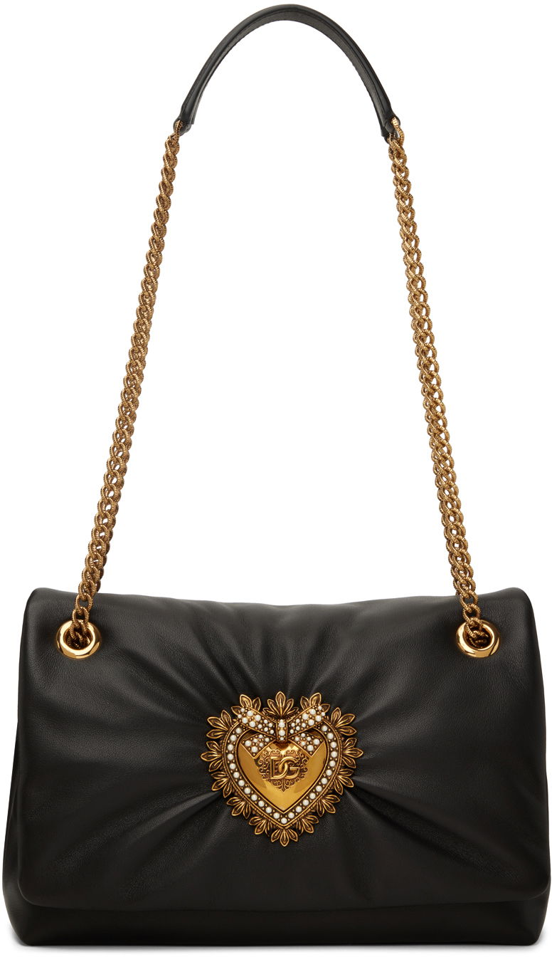 Torbica Dolce & Gabbana Medium Soft Shoulder Bag with Heart Applique Črna | BB7541 AF984