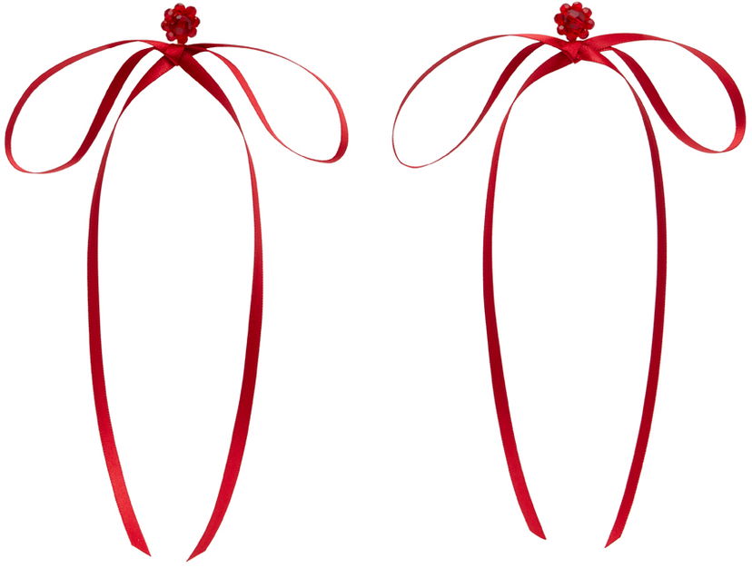 Zatiči Simone Rocha Simone Rocha Bow Ribbon Stud Earrings Rdeča | ERG389 0903