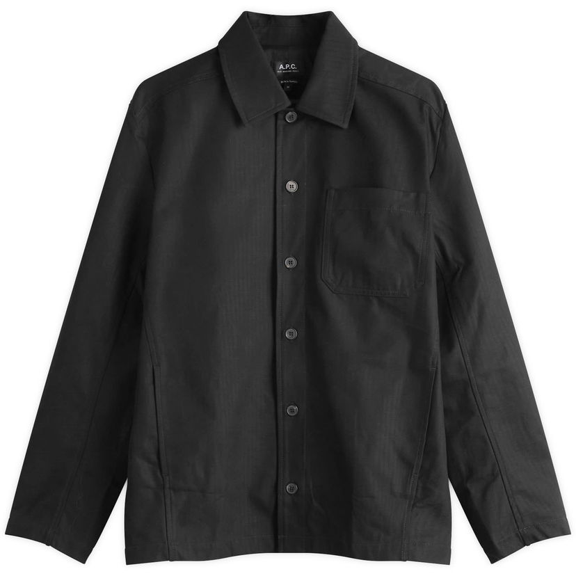 Jakna A.P.C. Men's Jeffray Herringbone Cotton Shirt Jacket Črna | COHHW-H02991-LZZ