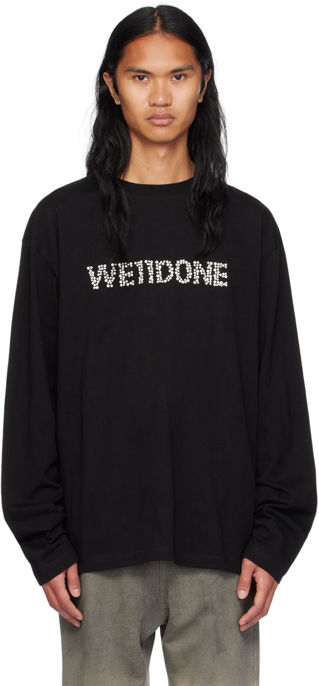Majica We11done We11done Pearl Logo Long Sleeve T-Shirt Črna | WD-TT2-24-779-U-BK