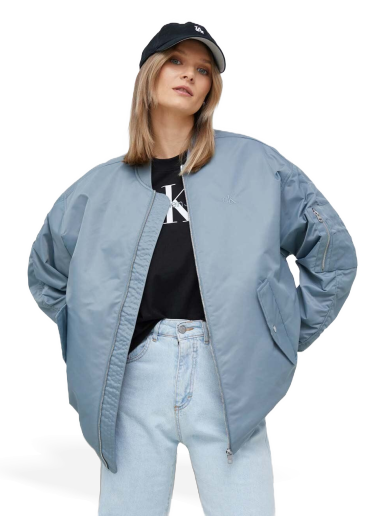 Bomber jakna CALVIN KLEIN Oversized Nylon Sateen Bomber Jacket Modra | J20J221082.PPYX