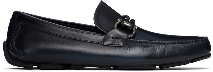 Nega čevljev FERRAGAMO Salvatore Ferragamo Gancini Ornament Driver Loafers Mornarica | 778844