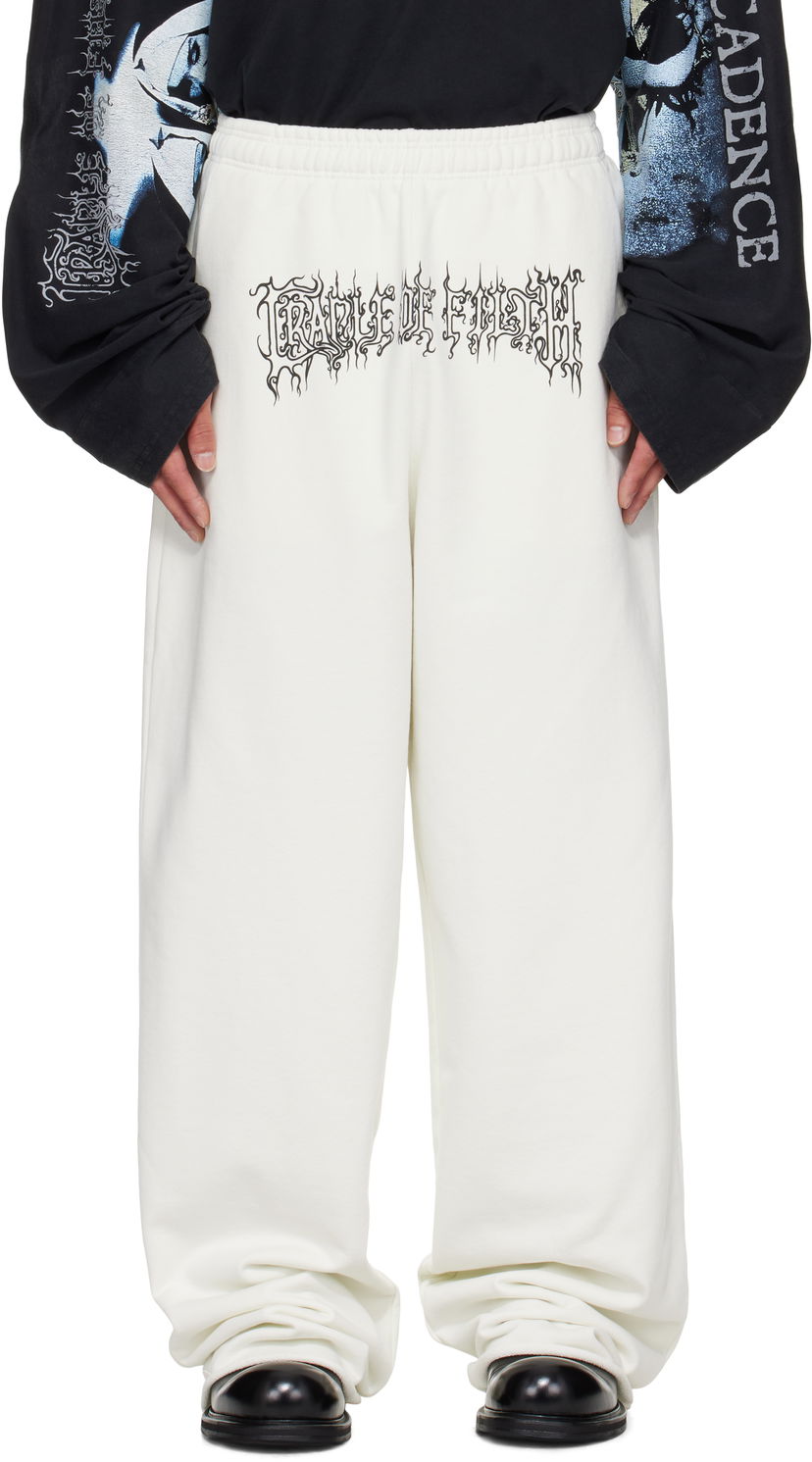 Trenirka VETEMENTS Vetements Cradle Of Filth Logo Sweatpants Bela | UCF76SP100I