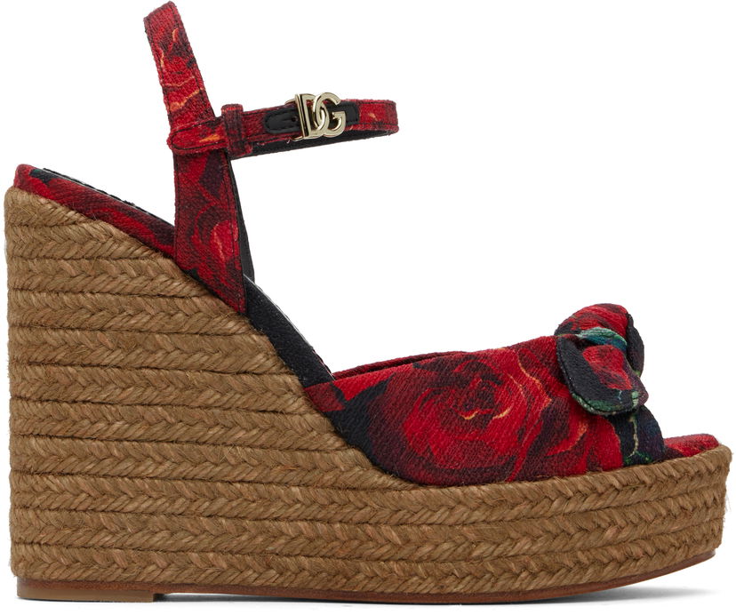 Oblačila Dolce & Gabbana Dolce&Gabbana Cava MM Lolita Wedge Heeled Sandals Rdeča | CZ0320 A6514