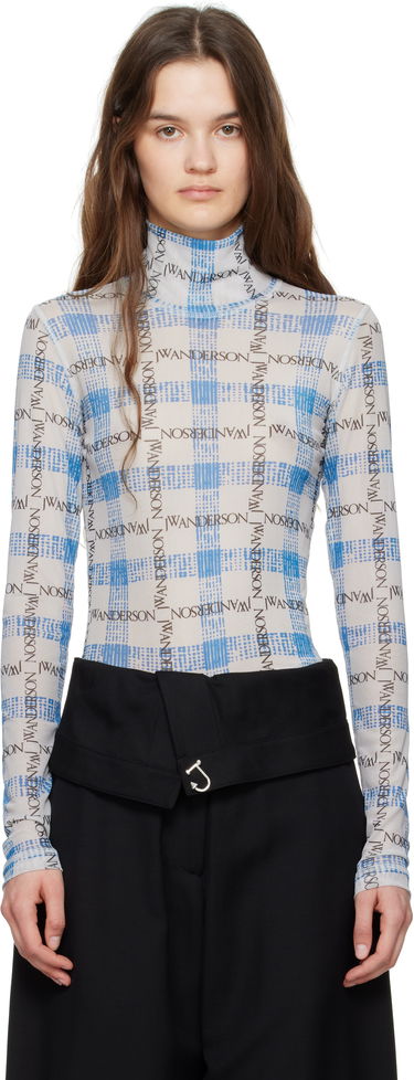Majice in brezrokavniki JW Anderson JW Anderson Semi-Sheer Logo Turtleneck Top Bela | JO0224-PG1721, 0