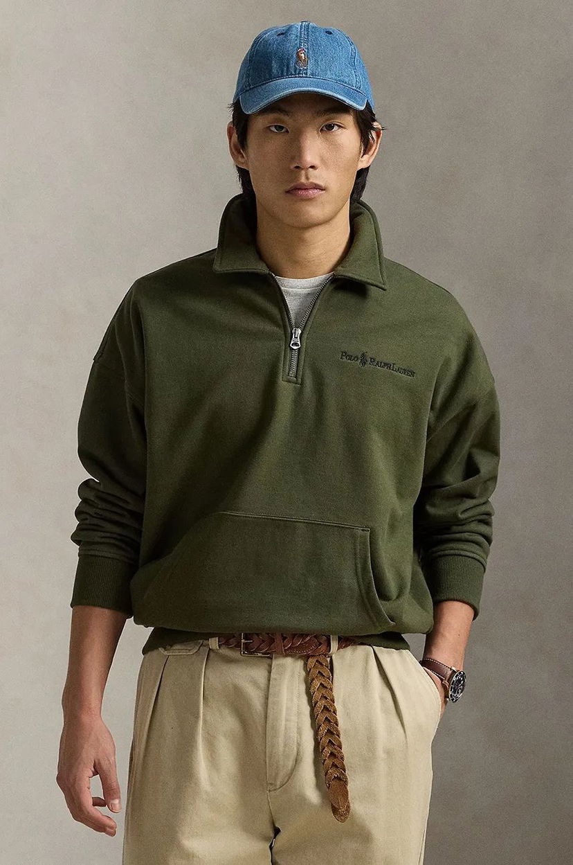 Pulover Polo by Ralph Lauren Green Pullover with Quarter Zipper Zelena | 710961138