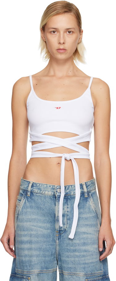 Majica brez rokavov Diesel Ribbed Knit Cut-Out Wrap-Around T-Leya-Tail Tank Top Bela | A18356 0EJAI, 0
