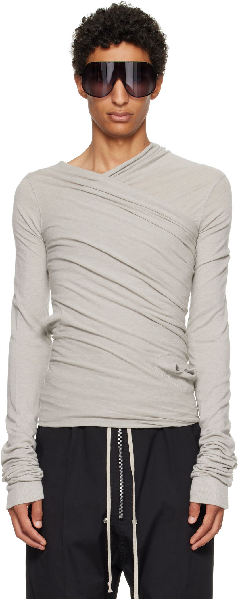 Majica Rick Owens Rick Owens Concordians Hollywood Banana Long Sleeve T-Shirt Siva | RU02E1262 JR