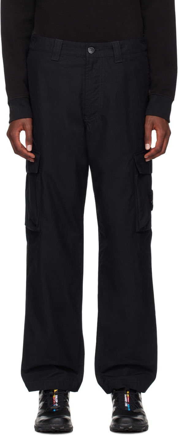 Cargo hlače Stone Island Black Logo Patch Cargo Pants Črna | 8115311F1