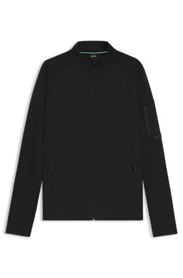 Pulover BOSS Regular-Fit Zip-Up Sweatshirt with Reflective Details Črna | 50543906