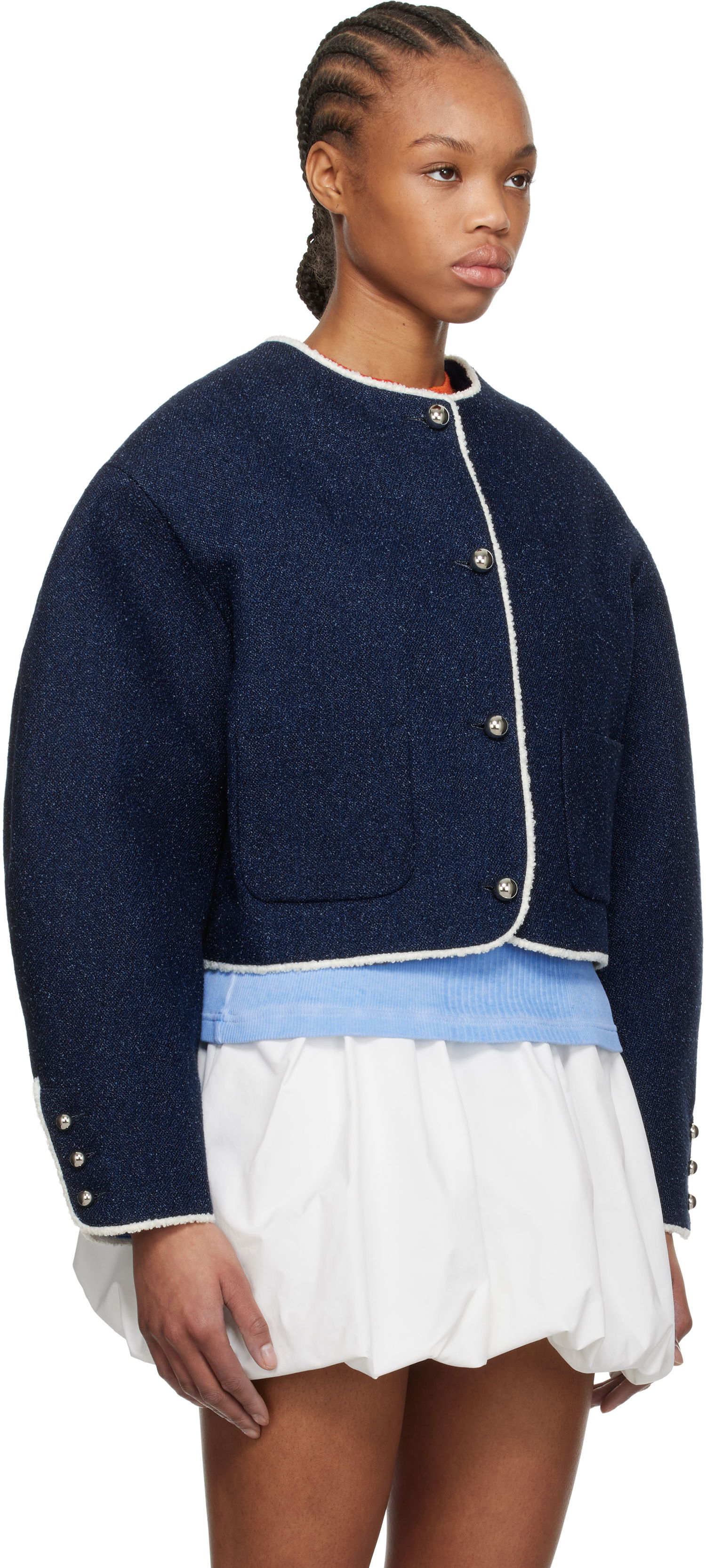 Pleteni pulover MSGM MSGM Patch Pocket Cropped Denim Jacket Mornarica | 3841MDG03 257112, 1