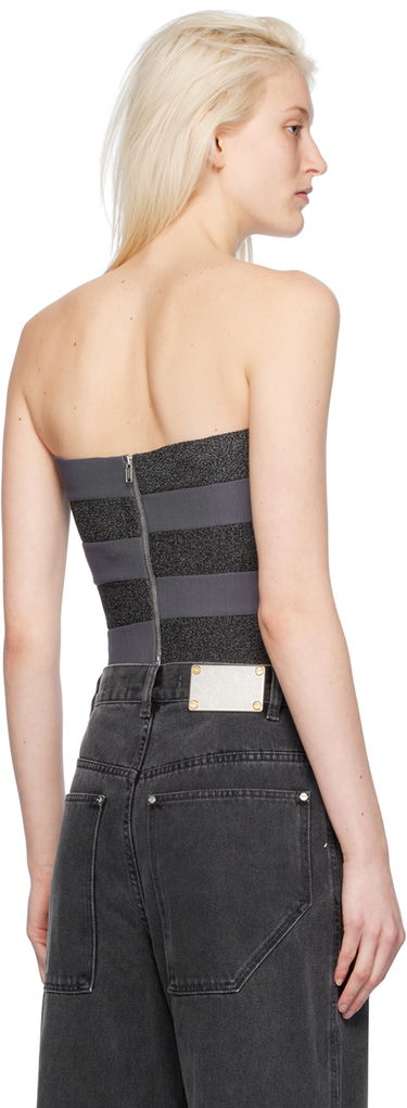 Majica brez rokavov Dion Lee Reflective Interlocking Weave Bustier Top Siva | A7798PS24, 2