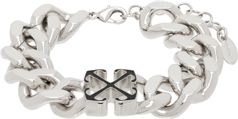 Zapestnica Off-White Enamel Arrow Chain Bracelet Kovinski | OMOA106C99MET0017210