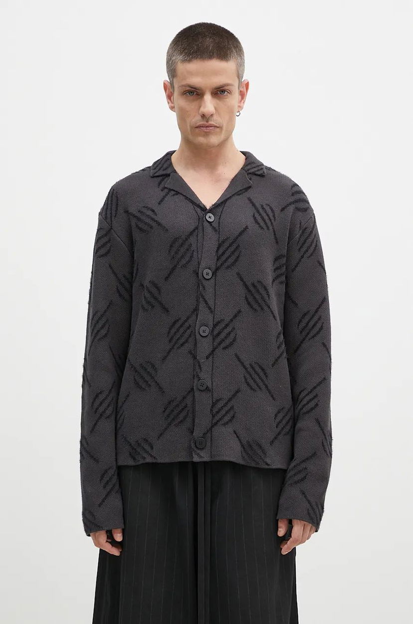 Pleteni pulover DAILY PAPER Kirabo Monogram Cardigan Črna | 2421031