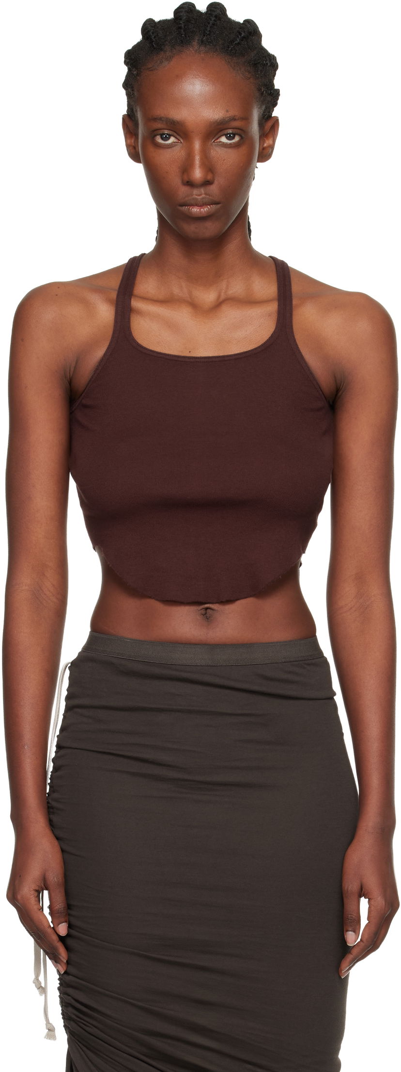 Majica brez rokavov Rick Owens DRKSHDW Concordians Basic Rib Tank Top Rjava | DS02E7100 RN