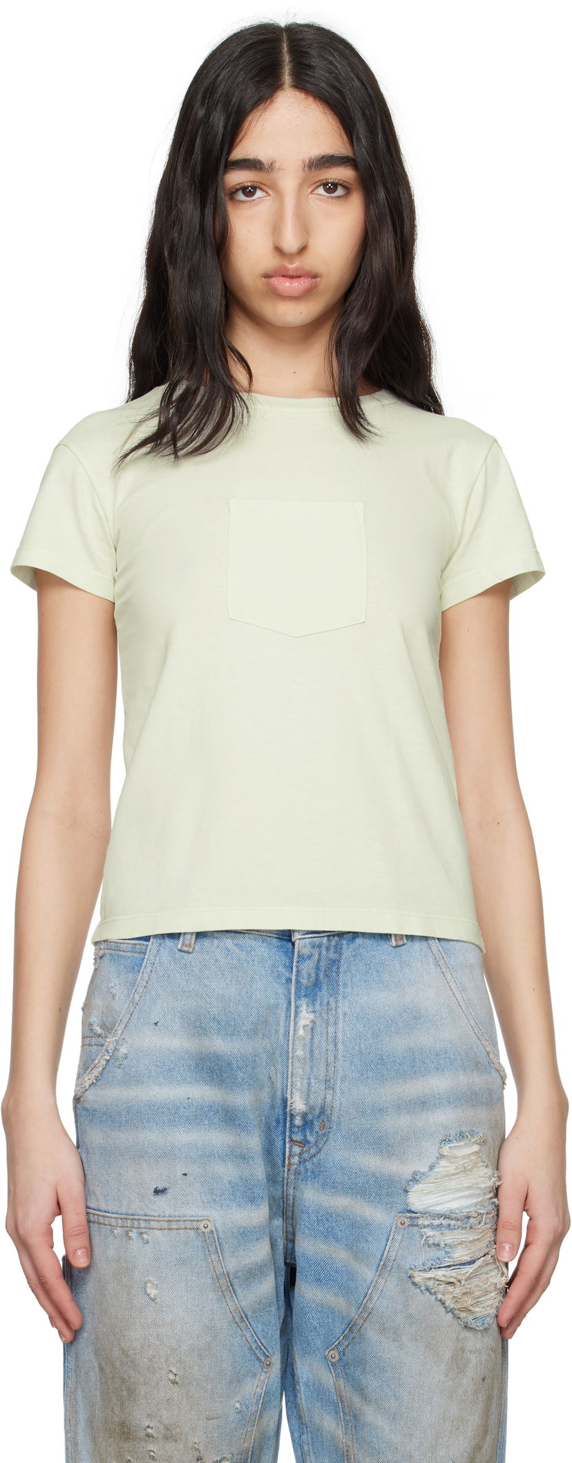 Majica Maison Margiela MM6 Maison Margiela Heavy Cotton Jersey Pocket T-Shirt Zelena | S62GD0195 M20108