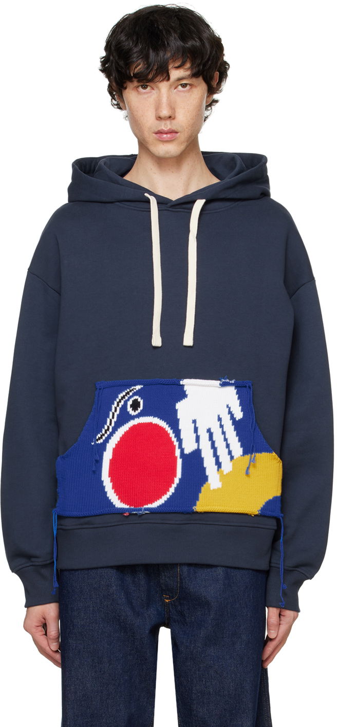 Pulover Charles Jeffrey Loverboy Charles Jeffrey LOVERBOY Patchwork Knit Hoodie Modra | 41100201