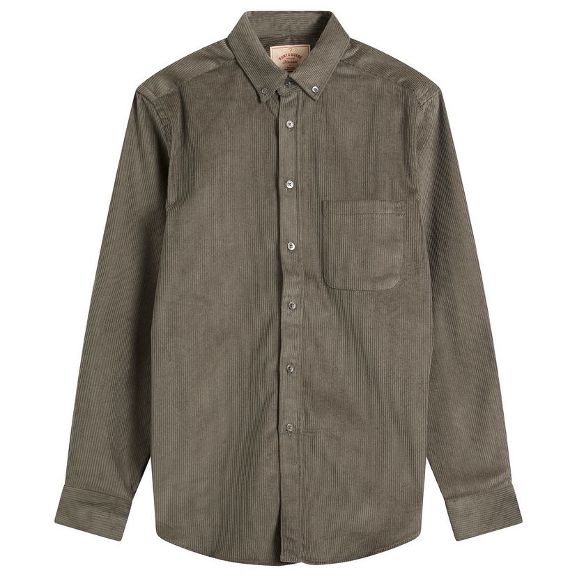 Srajce Portuguese Flannel Lobo Button Down Corduroy Shirt Siva | AW25051-GRY