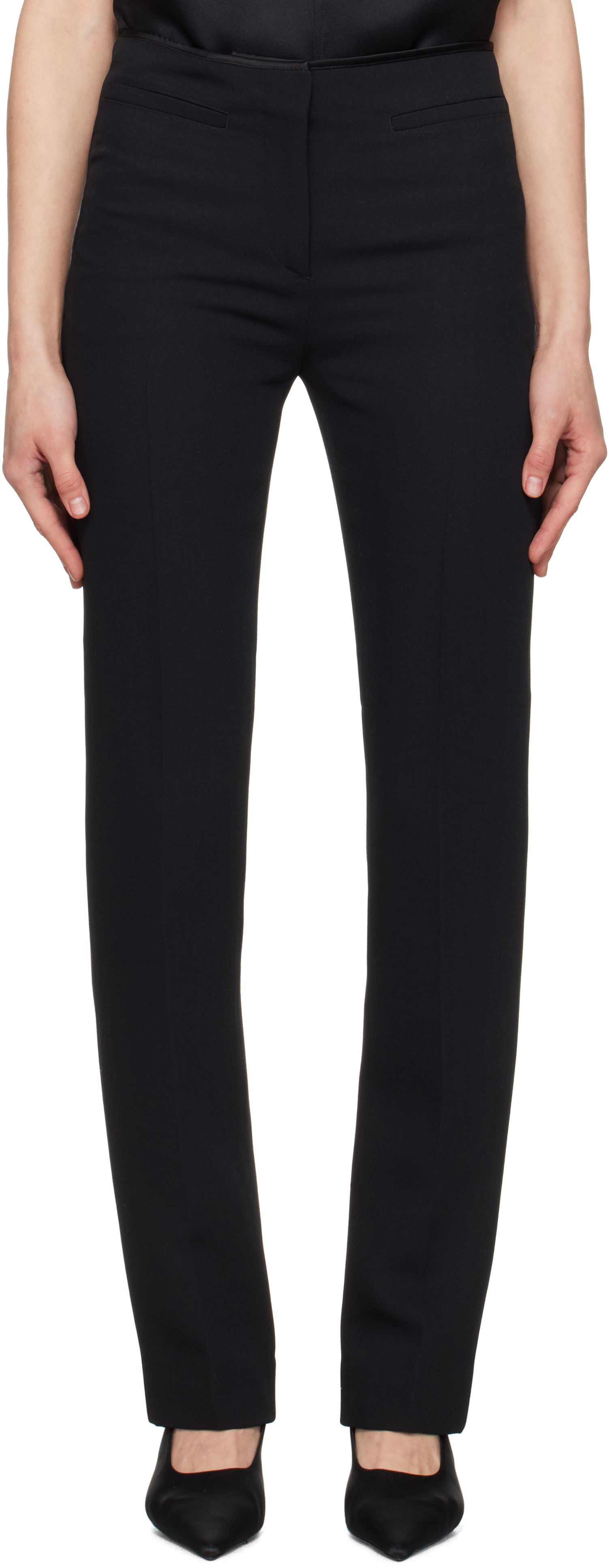 Hlače TOTEME TOTEME Low-Waist Cigarette Trousers Črna | 251-WRB0237-FB0336, 0