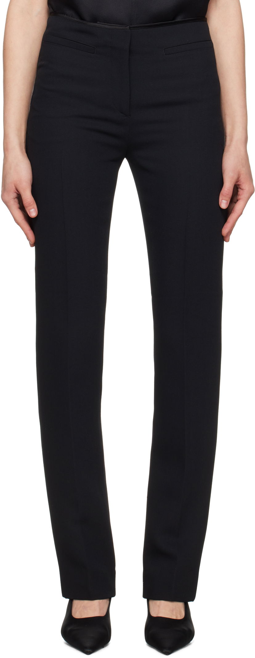 Hlače TOTEME TOTEME Low-Waist Cigarette Trousers Črna | 251-WRB0237-FB0336