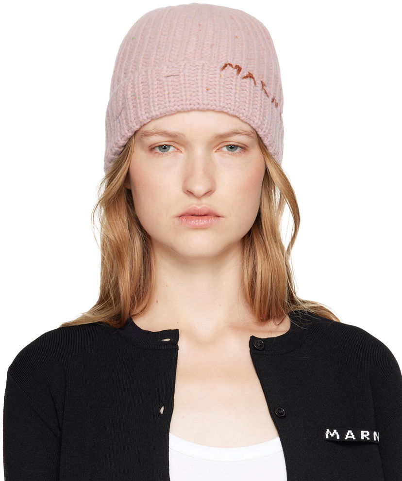 Beanie Marni Pink Shetland Wool Beanie Roza | CLMC0125Q0 UFH938