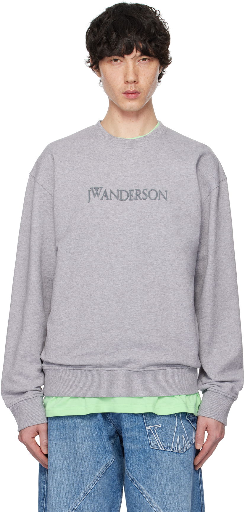 Pleteni pulover JW Anderson JW Anderson Logo Sweatshirt Siva | JW0215-PG1632