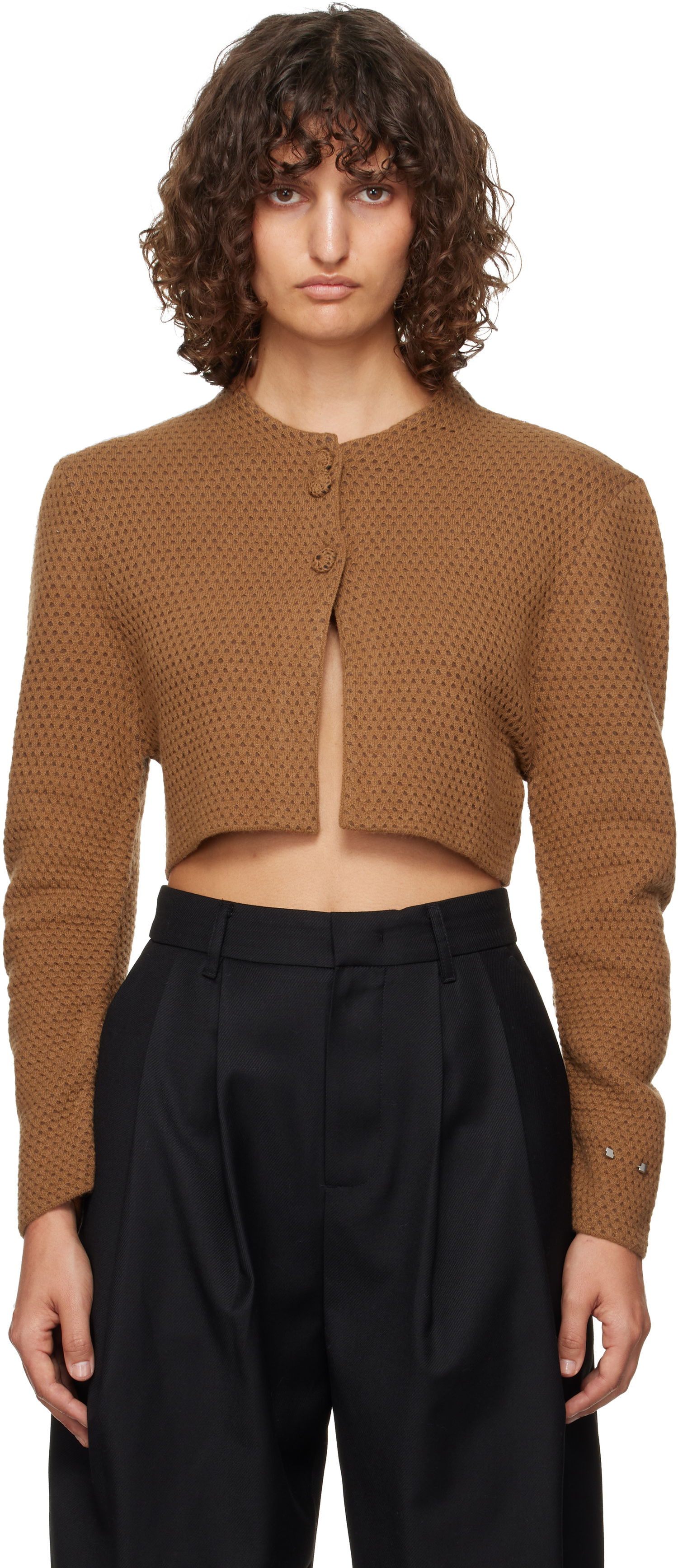 Pleteni pulover ADER ERROR Cropped Buttoned Cardigan Rjava | BN01FWKT0701BR, 0