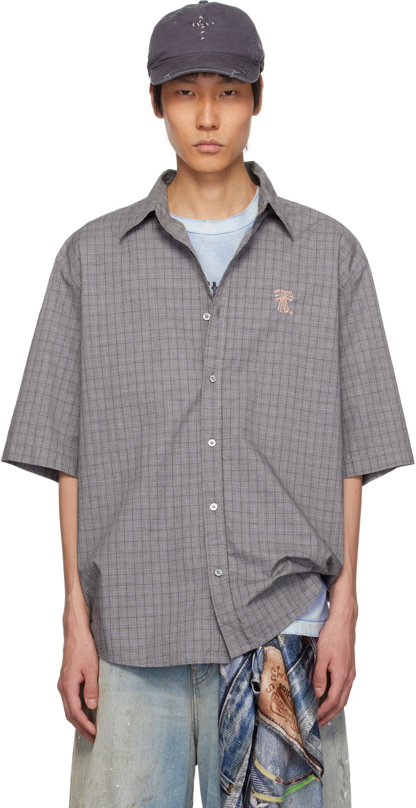 Srajce Acne Studios Acne Studios Short Sleeve Button-Up Shirt Siva | BB0614-