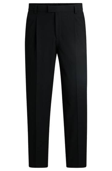 Hlače BOSS Slim-Fit Seersucker Trousers Črna | 50540189