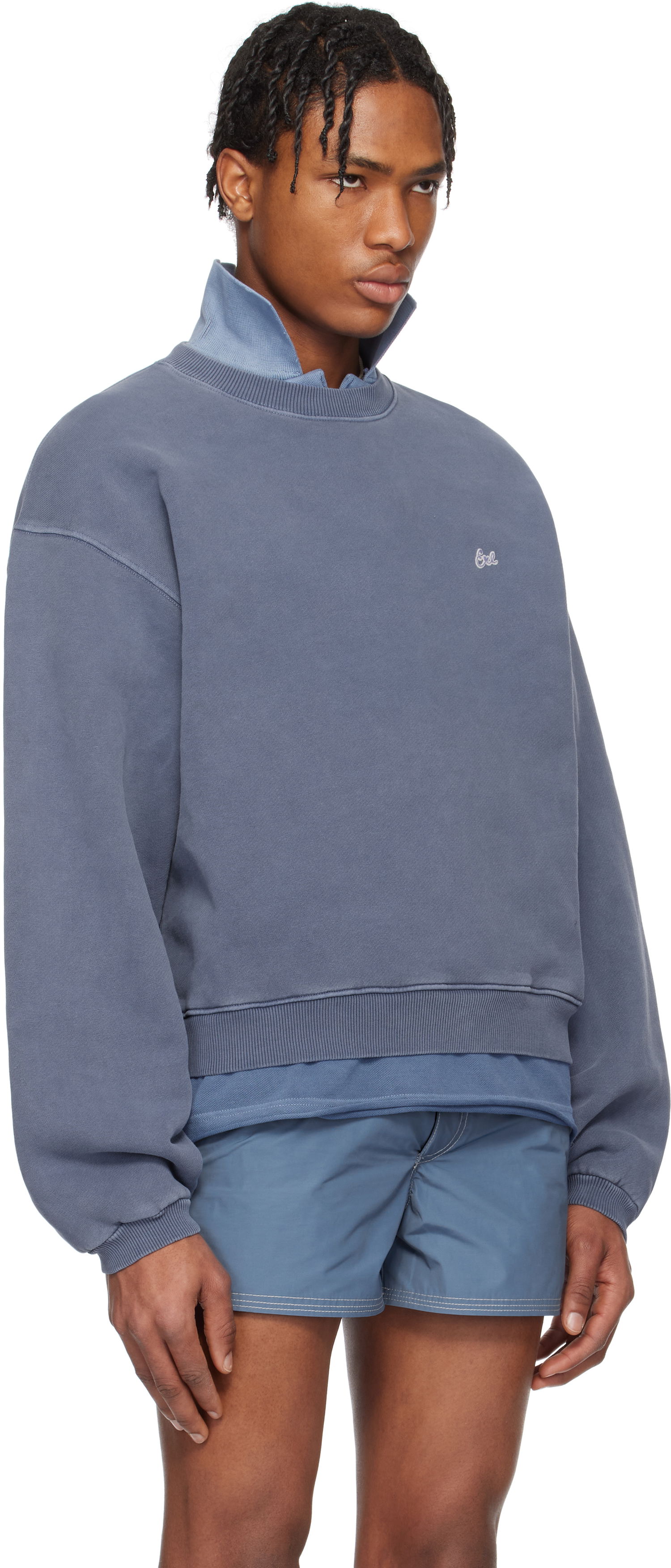 Pleteni pulover ERL ERL Crewneck Sweatshirt Modra | ERL10T027, 1