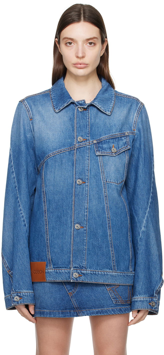 Jakna JW Anderson Blue Twisted Denim Jacket Turkizna | DJ0030-PG1164