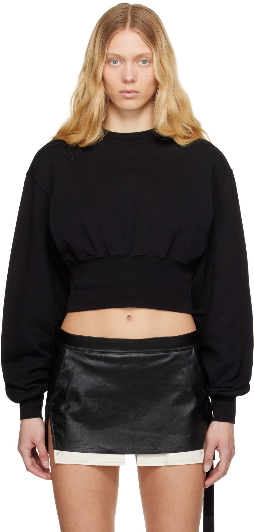 Pleteni pulover Rick Owens Rick Owens DRKSHDW Hollywood Tatlin Cropped Sweatshirt Črna | DS01E3225 FP