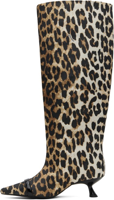 Modni dodatki GANNI GANNI Slouchy Leopard-Print Kitten Heel Boots Večbarvna | S2877, 2