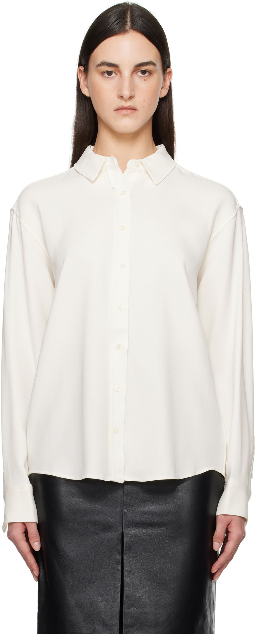 Srajce Anine Bing ANINE BING Braxton Button-Down Shirt Bela | A-07-10840-IVY26