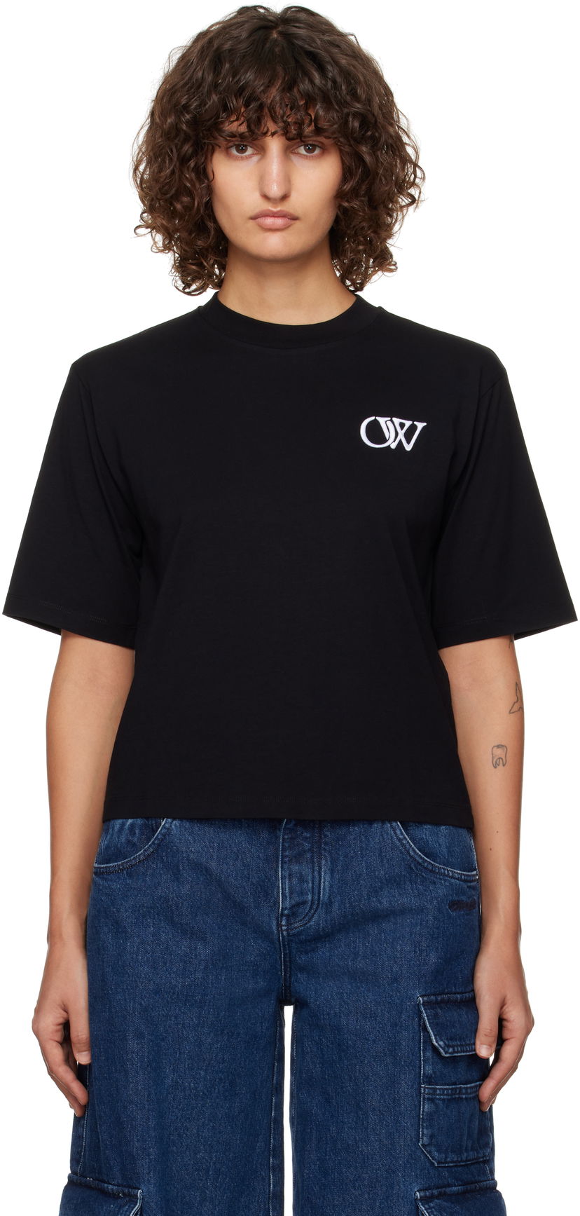 Majica Off-White Black Boxy T-Shirt With Logo Črna | OWAA124F24JER0081001