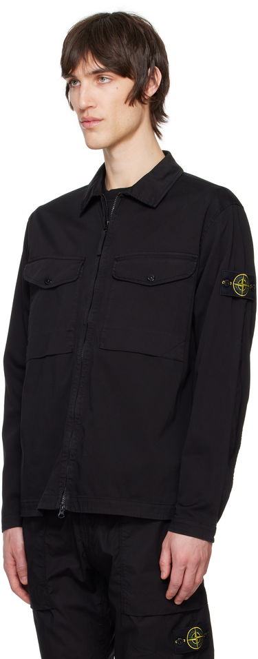Srajce Stone Island Stretch Cotton Overshirt Črna | K1S15 1200128 S0012, 3