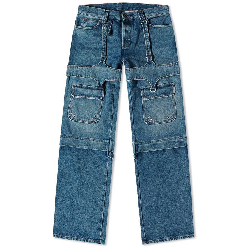 Cargo hlače Off-White Cargo Zip Pant Modra | OWYB016F23DEN0014500