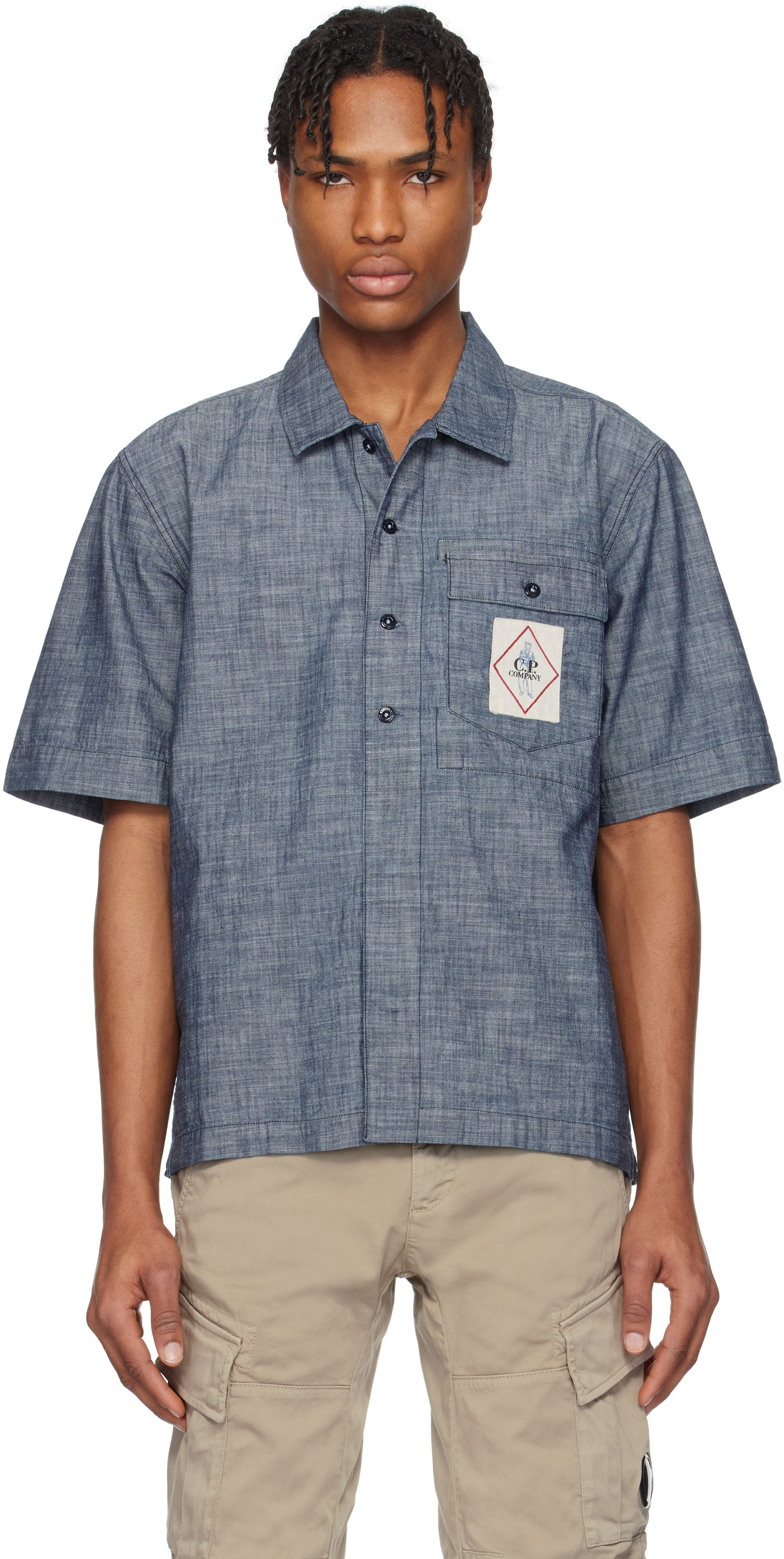 Srajce C.P. Company C.P. Company Chambray Short Sleeve Shirt Modra | 18CMSH151A-110065W, 0