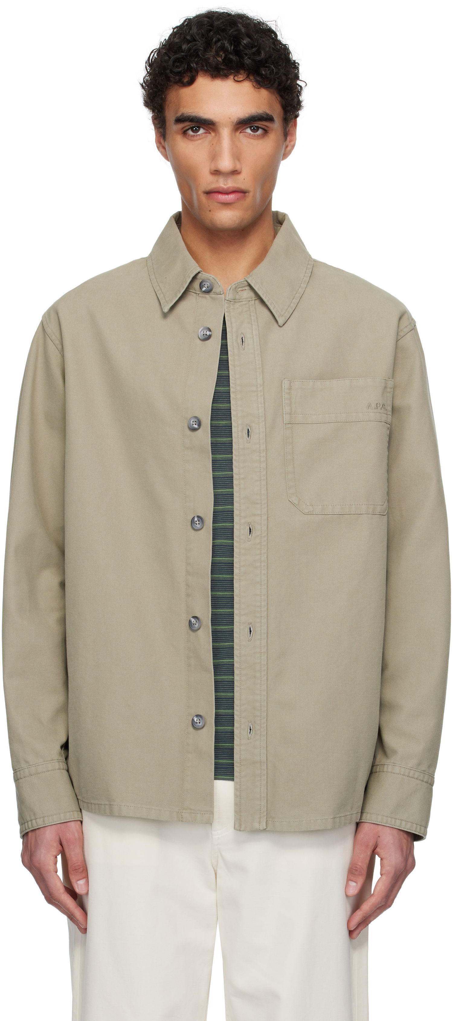 Srajce A.P.C. A.P.C. Basile Chest Pocket Overshirt Bež | COGBJ-H02918, 0