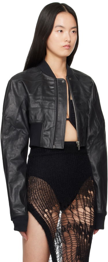 Bomber jakna Rick Owens Rick Owens Hollywood Girdered Cropped Leather Bomber Jacket Črna | RP01E7713 LTP, 1
