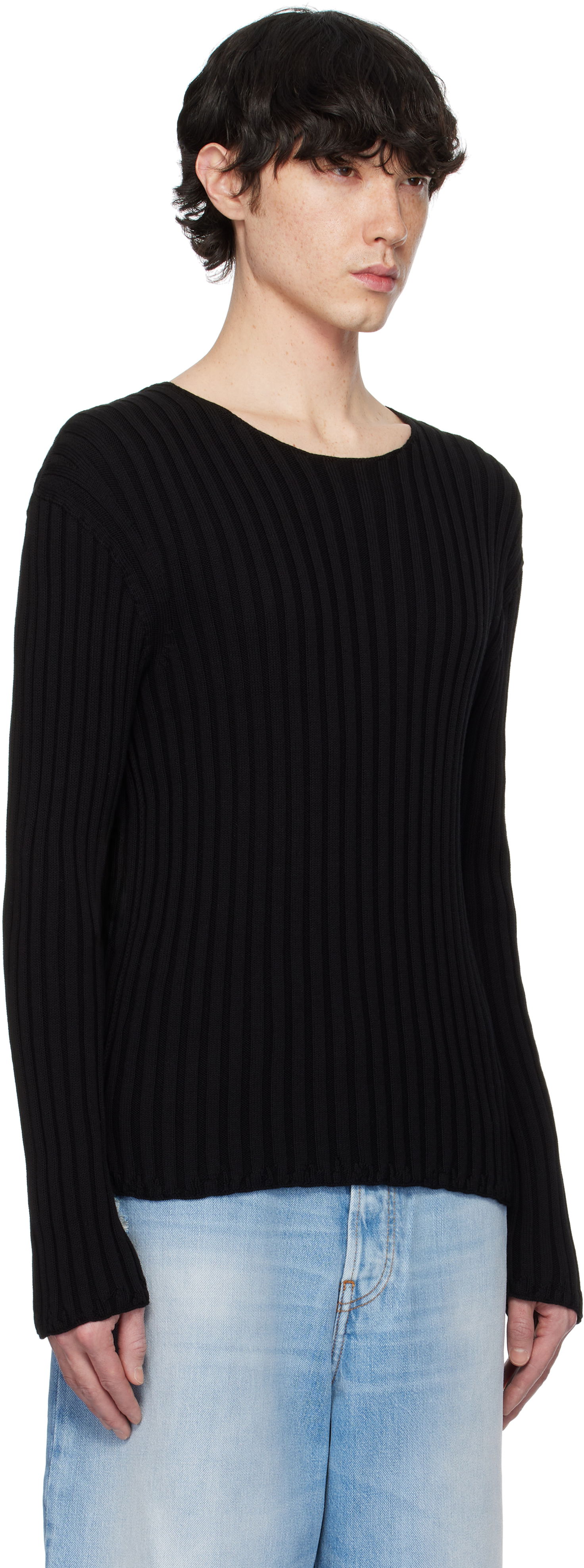 Pleteni pulover Acne Studios Acne Studios Ribbed Sweater Črna | C60098-, 1