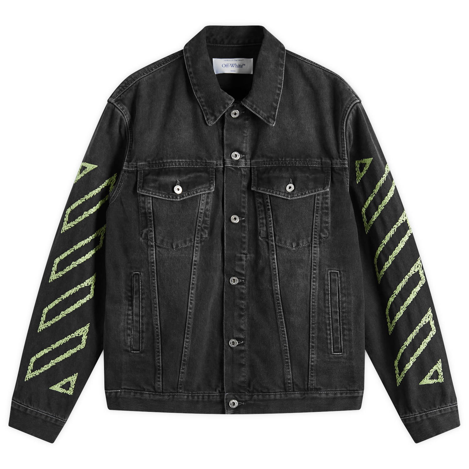 Jakna Off-White Off-White Diagonal Outline Denim Jacket, Size Large Črna | OMYE09BS25DEN0041350, 1