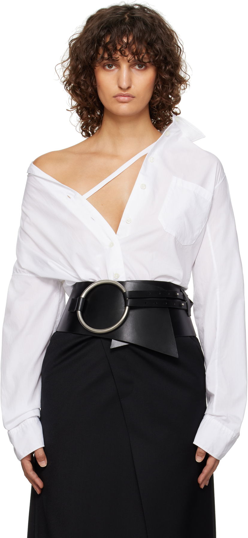 Srajce Ann Demeulemeester Ann Demeulemeester Aida Metal Ring Belt Bela | 2402-U-BE20-LT128-099