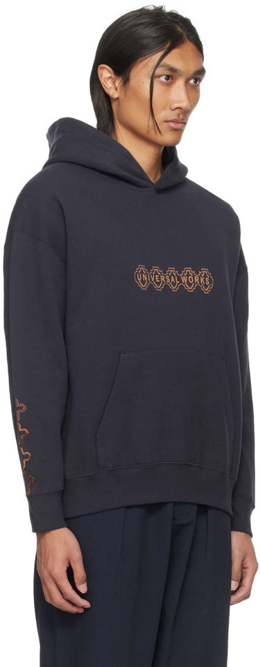 Pulover Universal Works Universal Works Printed Hoodie Mornarica | P2932, 1