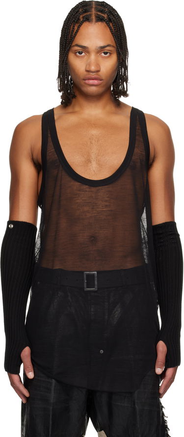 Majica brez rokavov Rick Owens Concordians Pony Sheer Deep Scoop-Neck Tank Top Črna | RR02E1101 JWR, 0