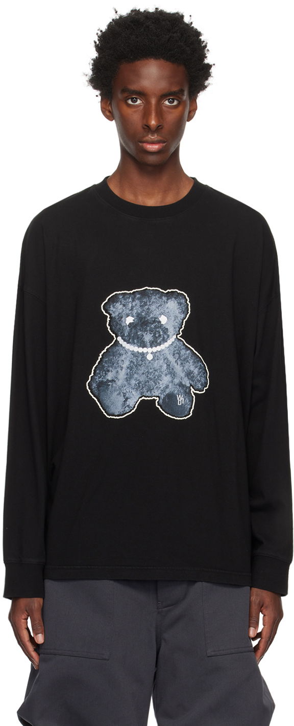 Majica We11done We11done Glow-In-The-Dark Bear Long Sleeve T-Shirt Črna | WD-TT9-20-116-U-BK