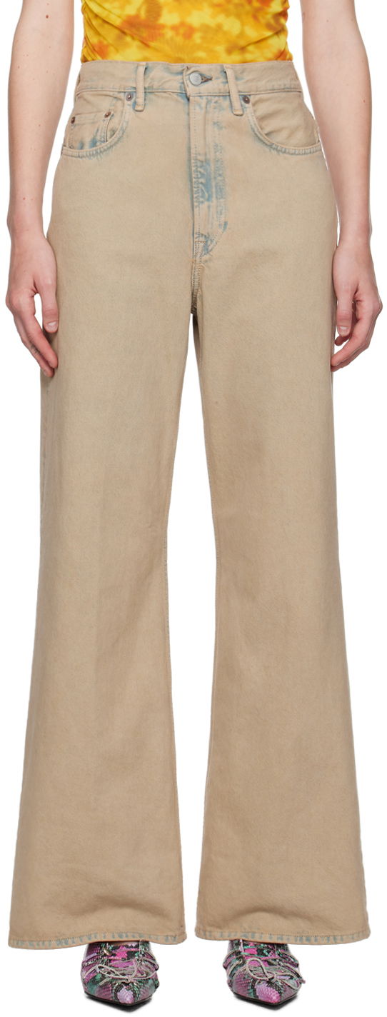 Kavbojke Acne Studios Beige Relaxed Fit 2022 Jeans Bež | A00502-