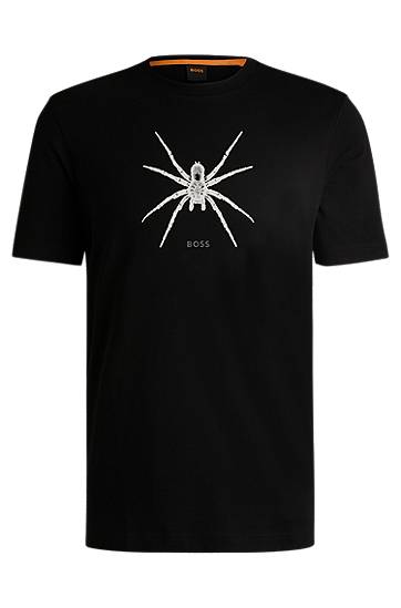 Majica BOSS BOSS Cotton T-Shirt with Spider Print Črna | 50534924
