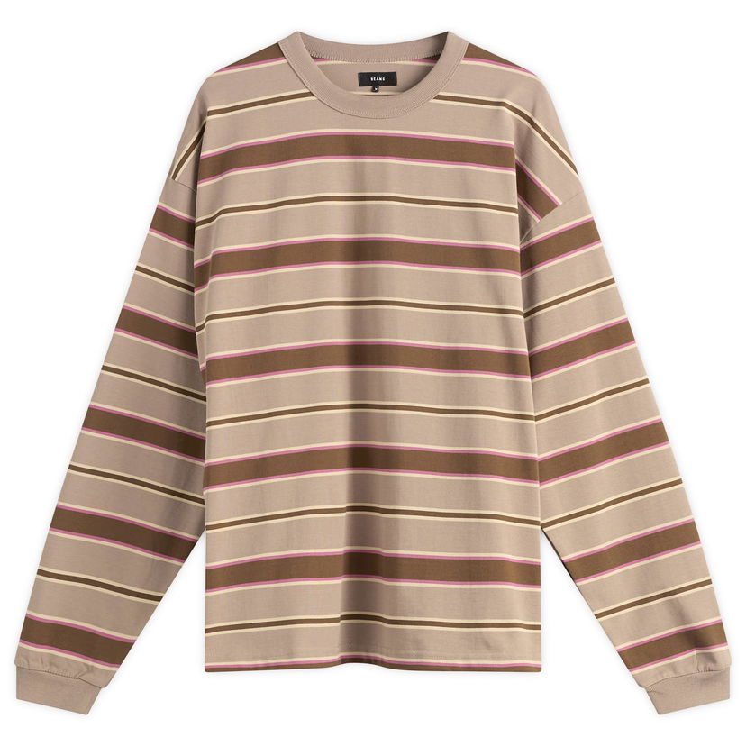Majica BEAMS BEAMS Loose Long Sleeve Stripe T-Shirt Rjava | 1114-0491-803-24